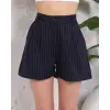 Çizgili düğmeli şort siyah s2551251