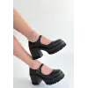 Dlor Siyah Cilt Dolgu Topuk Ayakkabı