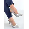 Feey Gümüş Cilt Topuklu Ayakkabı