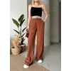 Flamlı kahve pantolon