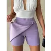 Kapaklı şort etek lila s208