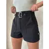 Kemer detaylı gabardin şort siyah s25289