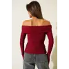 Madonna Yaka Düğmeli Bluz bordo t4329