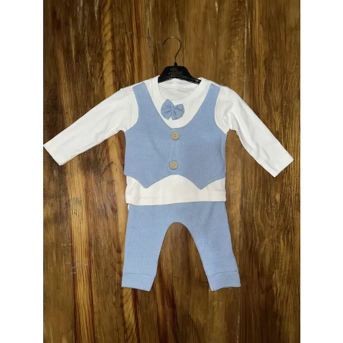 3-12 aylık papyonlu takım mavibeyaz