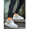 KB-X155 Kuback Beyaz Cilt Gri Süet Detaylı Beyaz Yüksek Taban Günlük Spor Ayakkabı