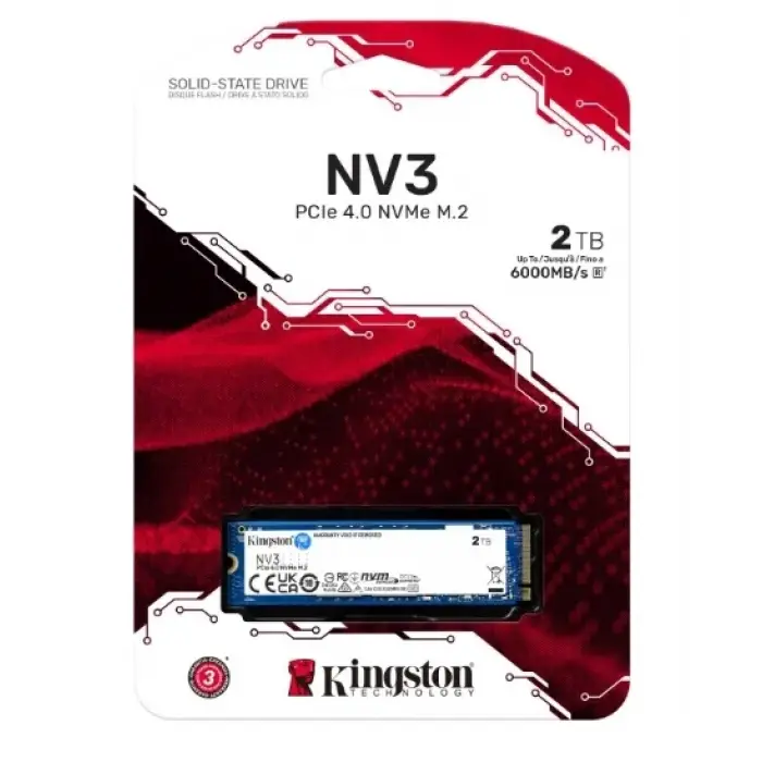 2TB Kingston NV3 (6000MB-5000MB/sn) PCIe GEN 4.0 NVMe M.2 (SNV3S/2000G)