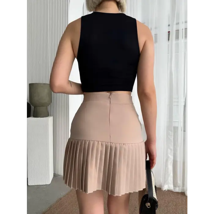 Altı pliseli mini etek