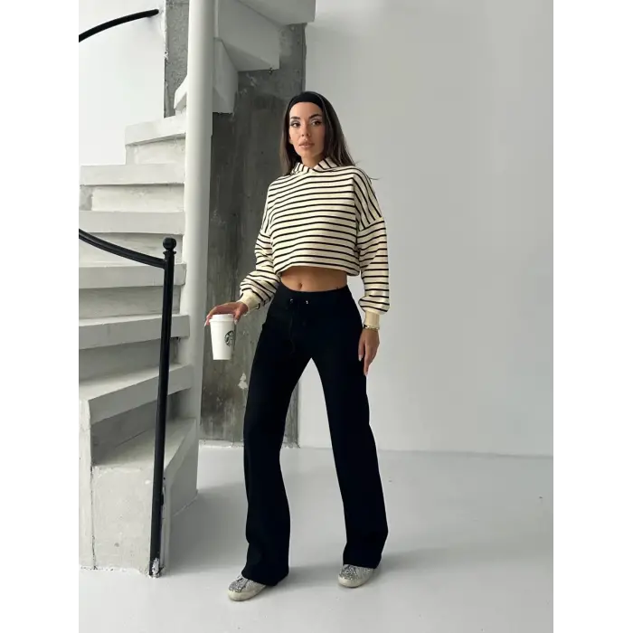 Fit comfort siyah salaş pantolon A6011
