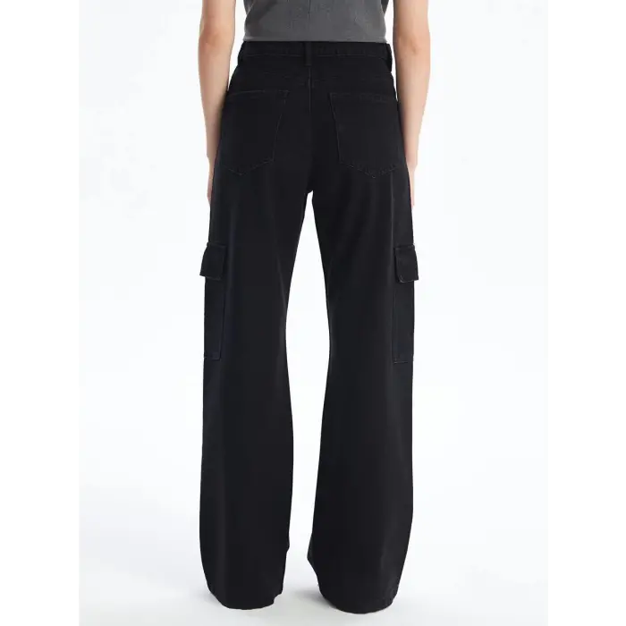 Kargo cep jeans pantolon siyah