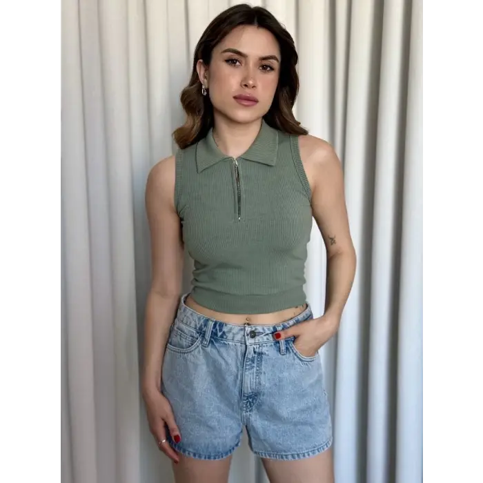 Kısa fermuarlı crop
