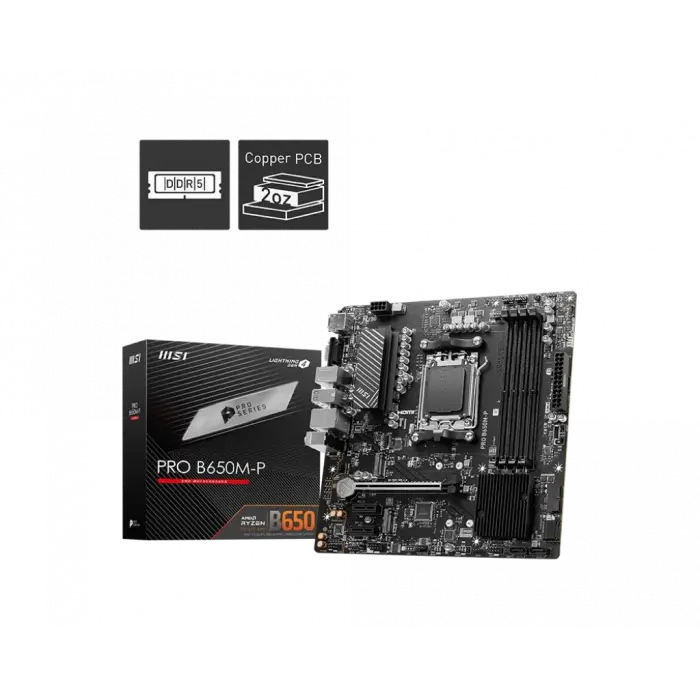 MSI PRO B650M-P AM5 DDR5 6000MHZ(OC) HDMI VGA DP M.2 USB3.2 2.5G LAN MATX
