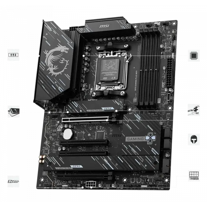 MSI X870E GAMING PLUS WIFI AM5 DDR5 8200MHZ(OC) 3X M.2  USB 40GBPS HDMI DP 5G LAN WIFI 7 RGB ATX