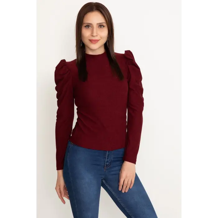 Prenses kol bluz bordo w3125