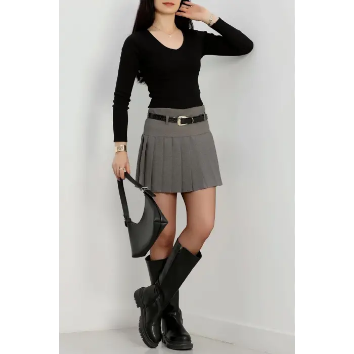 V yaka kaşkorse bluz siyah a3699