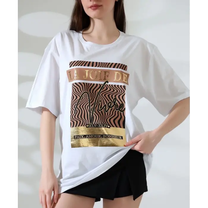 Varak çizgili Oversize tişört