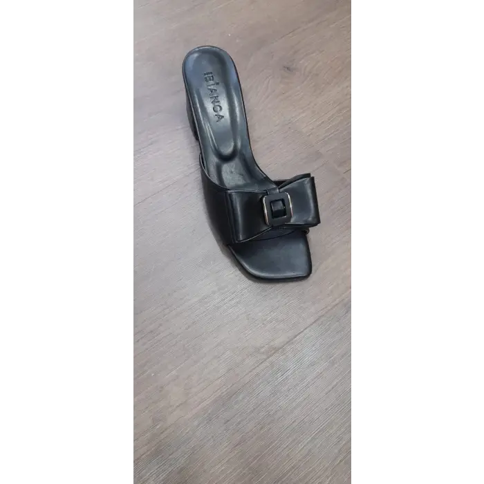 Veor Siyah Cilt Topuklu Terlik