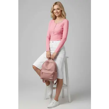 Çıtçıt Detaylı Bluz Pembe T4343