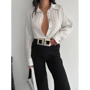 Çizgili oversize gömlek