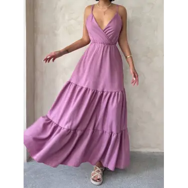 Fırfırlı katlı elbise s255049