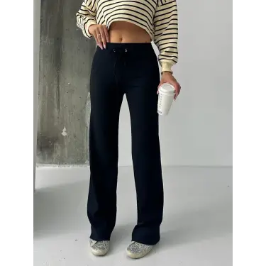 Fit comfort siyah salaş pantolon A6011