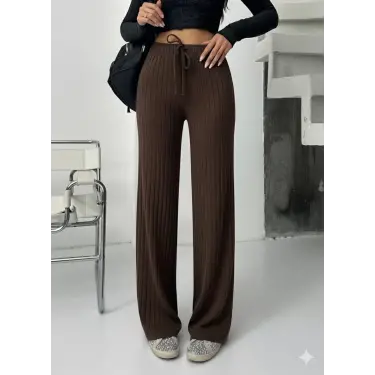 Fitilli şardonlu pantolon kahve a4058