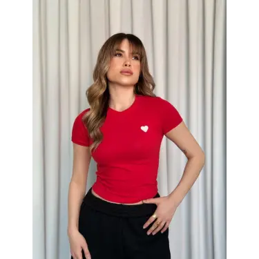 Kalpli kırmızı bluz