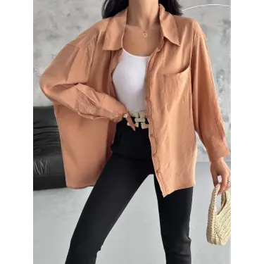 Modal oversize cepli gömlek