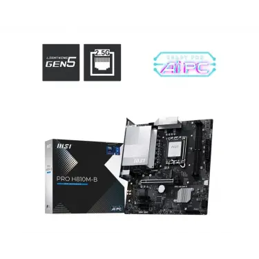 MSI PRO H810M-B SOKET 1851 DDR5 6500 MHZ(OC)  1XM.2 USB 10GBPS HDMI DP 2.5G LAN MATX