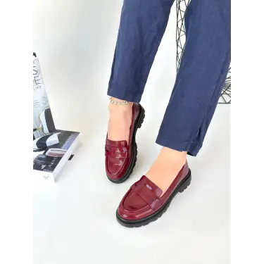 Narli Bordo Rugan Oxford Ayakkabı