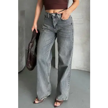 Palazzo bıyık kar yıkama buz mavi jeans pantolon d2008