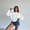 2 iplik bisiklet yaka sweat beyaz f2339