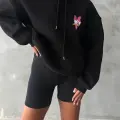 3 iplik şardonlu oversize compact ördek baskılı sweat siyah
