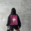 3 iplik şardonlu oversize compact ördek baskılı sweat siyah