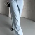 Baggy kar yıkama buz mavi jeans pantolon d2007