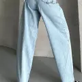 Baggy kar yıkama buz mavi jeans pantolon d2007