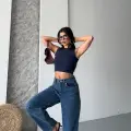 Baggy kar yıkama jeans pantolon koyu mavi d2007