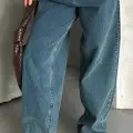 Baggy kar yıkama yeşil tint jeans pantolon d2007