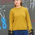 Boncuklu bile detaylı kazak hardal