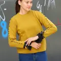 Boncuklu bile detaylı kazak hardal