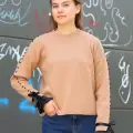 Boncuklu bile detaylı kazak vizon