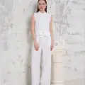 Broşlu yelek pantolon takım beyaz s255821