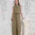Broşlu yelek pantolon takım haki s255821