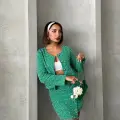 Ceketli etek takım chl kumaş yeşil h24443