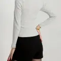 Çerçeve yaka kaşkorse bluz gri