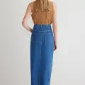 Çift yırtmaçlı jean etek s140