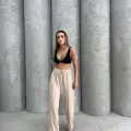Çımalı keten pantolon