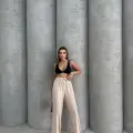 Çımalı keten pantolon