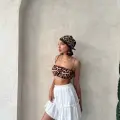 Çingene keten etek beyaz s24808