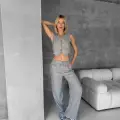 Essential yelek pantolon takım gri s255254