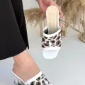Evra Zebra Triko Topuklu Terlik